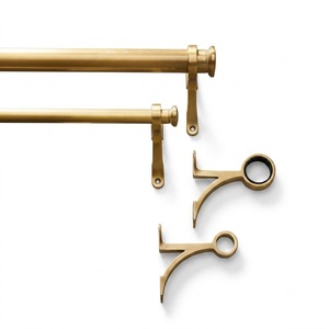 Support de tringle à rideaux double en laiton brossé robuste, design moderne et luxueux, pour la vente en gros, quincaillerie minimaliste pour rideaux - Product Image 1