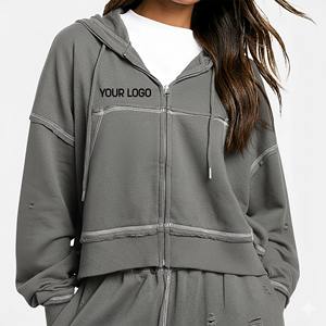 Sudaderas de Invierno de Alta Calidad para Mujer, Tejidas, de Manga Larga, con Logotipo Frontal Personalizado, Bordado e Impreso, Ecológicas, 100% Algodón - Product Image 1