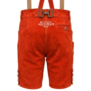 Pantalon décontracté rouge uni pour homme en daim et polyester, imperméable, respirant, écologique, brodé sur mesure, taille haute, avec braguette boutonnée - Product Image 2