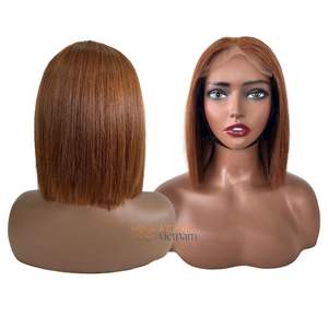 Perruques en dentelle suisse 4x4 5x5, cheveux vierges vietnamiens 100%, perruques courtes, cuticule intacte, couleur brune, 10 pouces, 200g, prix de gros - Product Image 2