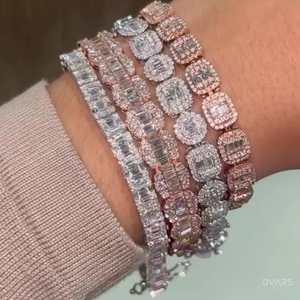 Pulseras de Cadena y Eslabones de Moissanita VVS, Plata de Ley 925, Joyería de Lujo para Compromiso, Chapado en Oro, Certificado GCI e IDGL - Product Image 4