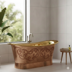 Baignoire autoportante de luxe en laiton poli haut de gamme pour salles de bain modernes, hôtels, villas et projets d'aménagement intérieur de créateurs - Product Image 3