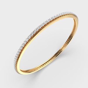 IGI Certified Classic Single Row Round Diamond <b>Bangle</b> in 18K Yellow / White / Rose <b>Gold</b> - Product Image 3