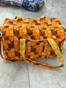 <b>Large</b> Luxury Cotton <b>Weekender</b> Travel Duffle <b>Bag</b> Custom Quilted Foldable Durable High Quality Sports Zipper <b>Women</b> Carryall Floral - Product Image 1