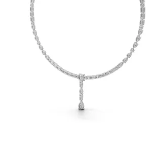 สร้อยคอเพชรเทียม Reign Lab Grown Diamond แบบ Tennis พร้อมจี้ ประดับด้วยทองคำขาว 18K และเพชร 67 เม็ด สำหรับผู้หญิงในโอกาสหมั้นและงานแต่งงาน - Product Image 3