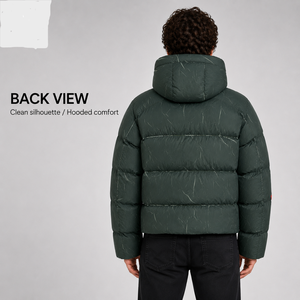 Veste d'hiver rembourrée en duvet à capuche pour homme, épaisse, décontractée, avec fermeture éclair, marque personnalisée, OEM ODM, directement de l'usine - Product Image 2
