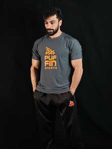 PUFFIN SPORTS T-shirt à manches courtes pour homme, coupe classique, col rond, imprimé lettres, style sportif, séchage rapide, personnalisable OEM ODM - Product Image 2