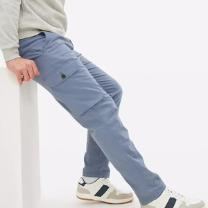 <b>Men</b>’s Blue Cargo Pants Oversize <b>Elastic</b> Waist Big Pocket Plain Casual Fashion Cargo <b>Trousers</b> Custom Embroidery Wholesale - Product Image 4