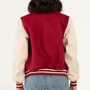 Custom Women's Cropped Varsity Jacket Genuine Leather <b>Wool</b> Embroidery University College Style Fashionable for Autumn Season - Product Image 3