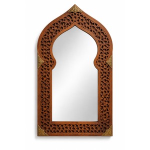 Miroir artisanal en bois de Thuya Mashrabiya à trou de serrure |   Vente en gros à Moradabad - Product Image 1