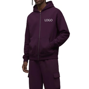 Sweat à capuche en molleton à épaules tombantes personnalisé avec fermeture éclair, couleur unie, capuche ajustable, tenues tendance pour hommes, prix avantageux - Product Image 1