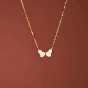 สร้อยคอจี้รูปน้ำเต้าสำหรับผู้หญิง ทำจากสแตนเลส 304 ชุบทอง 18K พร้อมอะคริลิกฝัง - Product Image 5