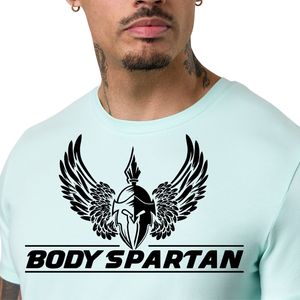 Camiseta deportiva con estampado gráfico verde menta para hombre, cuello redondo, manga corta, atlética, para gimnasio, entrenamiento, ropa deportiva informal, ropa deportiva - Product Image 3