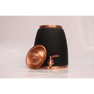 Handcrafted Pure Copper Water Dispenser Matka with Leakproof Brass <b>Tap</b> for Home Office Silk Black Decorative Finish - Product Image 2