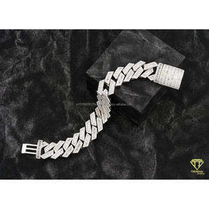 Premium VVS Lab Grown Cuban Chain Bracelet Featuring Invisible <b>Set</b> Baguette Stones and Luxury Hip Hop Styling - Product Image 4