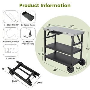 Carrello Pieghevole a 2 Ruote e 3 Ripiani per Esterni con Porta Telefono - Product Image 3