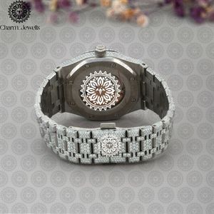 Montre de luxe Charm Jewells en acier inoxydable, boîtier de 40 mm, mouvement mécanique analogique, date automatique, mode vintage pour homme, accents de diamants - Product Image 4