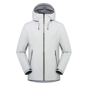 Chaqueta de esquí impermeable con capucha para hombre, color azul claro, de poliéster, con cierre de cremallera y bolsillos laterales. - Product Image 6