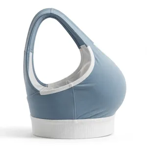 Amkoor Soutien-gorge de sport bleu clair pour femme, sans armatures, dos nageur, couvrance complète, séchage rapide, respirant, en Spandex et Nylon, toutes saisons - Product Image 3