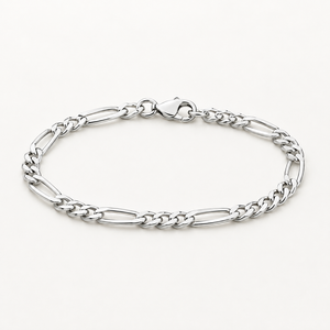 Pulsera de Plata de Ley 925 con Eslabones Figaro y Acabado Pulido, Regalo Unisex para Pedidos Personalizados al por Mayor - Product Image 1