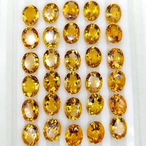 พลอยซิทรินธรรมชาติทรงรีขนาด 9x7 มม. เจียระไนเหลี่ยม สีเหลืองทอง สำหรับทำเครื่องประดับ ขายส่ง HASNAIN GEMS - Product Image 5