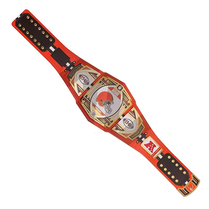 Cinturón de Campeonato de la NFL de los Cleveland Browns, 2 mm, 4 mm, Chapado en Zinc, Talla Adulto, Piel de Vaca, Cómodo, Impermeable, Hebilla de Aleación, Diseño 3D - Product Image 2