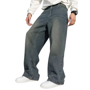 Vaqueros de mezclilla de algodón para hombre, estilo hip hop, ultra holgados, de pierna recta, con efecto desgastado y corte oversize. - Product Image 1