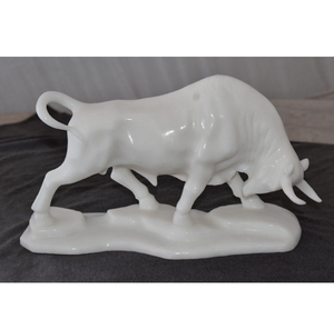 Modern white marble sculpture of a seated <b>nude</b> female figure bent forward over a rock pedestal. - Product Image 4