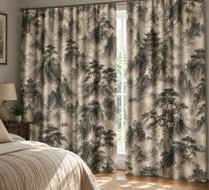 Luxury Chinese Landscape Painting <b>Curtain</b> Velvet Or Blackout Art Nouveau <b>Window</b> Panel Premium Printed Drapes for Living Room Use - Product Image 4