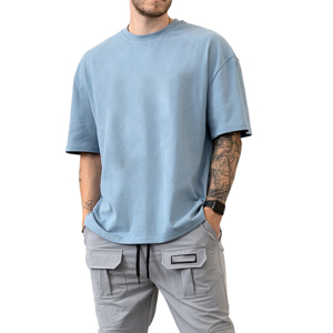 Camiseta para hombre súper gruesa y pesada, camiseta extragrande para hombre con hombros caídos, cuello redondo, corte cuadrado, 100% algodón y de buena calidad. - Product Image 3