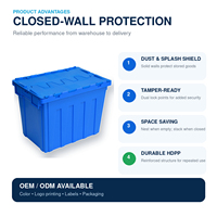 Boîtes de rangement en plastique réutilisables, empilables, emboîtables, robustes, verrouillables, écologiques, recyclables, avec couvercle à charnière, pour déménagement