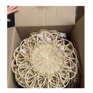 Handmade Rattan Flower Shape Vintage Style Round <b>Placemat</b> 6mm Thick Durable Eco-Friendly Multi-Size Decor - Product Image 2