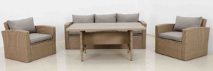 Outdoor Rattan <b>Garden</b> <b>Sofa</b> Set Aluminum Patio Conversation Furniture Waterproof UV Resistant for Hotel Villa - Product Image 1
