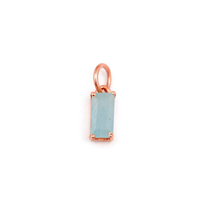 Aquamarine Baguette Shape Gemstone Charm Rectangular Natural Stone Rose Gold Plated <b>Pendant</b> Jewelry for Necklace and Earring - Product Image 1