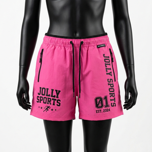 Shorts cortavientos para mujer, 115 GSM, poliéster ligero tejido, verde bosque, secado rápido, transferencia de calor, logotipo personalizado, shorts para mujer - Product Image 5