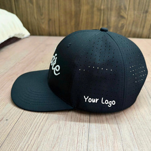 Casquette de baseball 6 panneaux personnalisée brodée, visière incurvée, perforée, chapeau de golf sport en tissu poly imperméable, unisexe, vente en gros OEM - Product Image 2