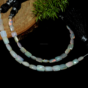 Perles de pierres précieuses opale éthiopienne de haute qualité forme Rectangle à facettes 4 pouces 5x4 à 7x5 MM brin pour la fabrication de bijoux - Product Image 1