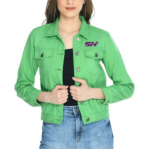 ราคาขายส่ง เสื้อแจ็คเก็ตยีนส์ผู้หญิง สวมใส่สบายๆ สำหรับกิจกรรมกลางแจ้ง เสื้อโค้ทยีนส์ติดกระดุมสำหรับสุภาพสตรี ระบายอากาศได้ดี แห้งเร็ว - Product Image 1