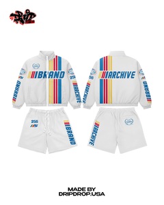 Custom Grand Prix Racing Tracksuit | <b>Black</b> Multi-Color Striped <b>Windbreaker</b> & Shorts | OEM Archive Style Sportswear Manufacturer - Product Image 4