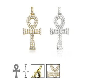 Moissanite Ankh <b>Cross</b> Pendant Round Brilliant Cut Micro Insert Religious Themed <b>Charm</b> - Product Image 2