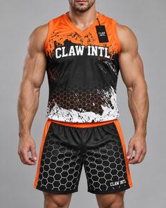 Ensemble d'uniformes de basket-ball pour hommes, orange et noir, impression par sublimation, polyester respirant, unisexe adulte - Product Image 1