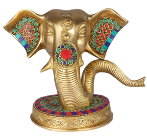 Sculpture de Ganesh en laiton abstrait de qualité supérieure, style indien, en forme de tronc, avec plaque, à prix de gros pour l'exportation - Product Image 3