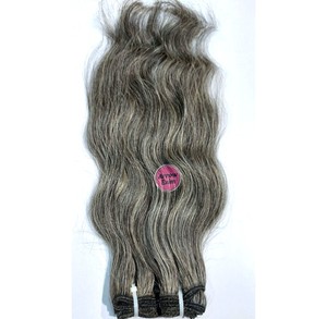 Mèches de cheveux humains indiens Remy ondulés gris naturel, double trame machine, 100g - Product Image 1