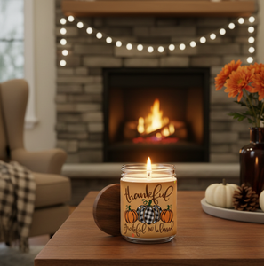 <b>Thankful</b> & Blessed Pumpkin Trio Thanksgiving Christmas Soy Wax Jar <b>Candle</b> Eco-Friendly Floral Scent for Family Gatherings - Product Image 1