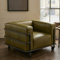 Fauteuil de salon moderne en cuir avec structure en acier, confortable, marron, pour salon, appartement, extérieur et usage scolaire