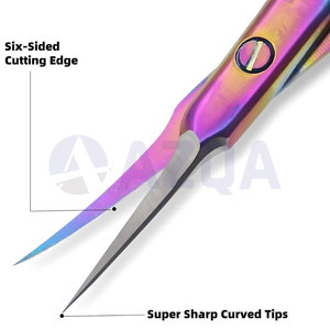 Ciseaux à cuticules en acier inoxydable avec revêtement en titane arc-en-ciel pour manucure professionnelle et soins des ongles de précision - Product Image 4