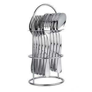 Juego de Cubiertos Victoria de 12 Piezas de Acero Inoxidable con Soporte para Colgar, 6 Cucharas y Tenedores para Cena, Estilo Americano, Apto para Microondas, para Uso Doméstico - Product Image 1
