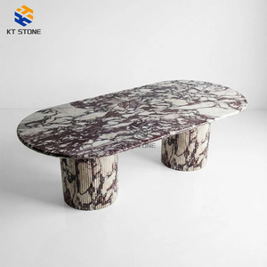 KT STONE Tavolo da Pranzo di Lusso in Marmo, Tavolo da Pranzo Artigianale in Onice Verde: Lastra Solida, <span class=keywords><strong>Base</strong></span> Scanalata, Progettazione per Hotel - Product Image 5