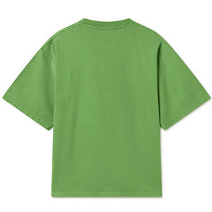 เสื้อยืดคอกลมแขนสั้นสีเขียวล้วนทรงโอเวอร์ไซส์สำหรับผู้ชาย ผ้าฝ้ายถัก 100% สไตล์ลำลอง ความยาวปกติ ย้อมสีพื้น - Product Image 2