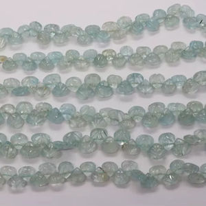 ลูกปัดอะความารีนธรรมชาติรูปหัวใจแกะสลักด้วยมือ ขนาด 7-8 มม. ลูกปัดอะความารีนรูปหัวใจแบบหลวม ลูกปัดอะความารีนสำหรับทำเครื่องประดับ - Product Image 1